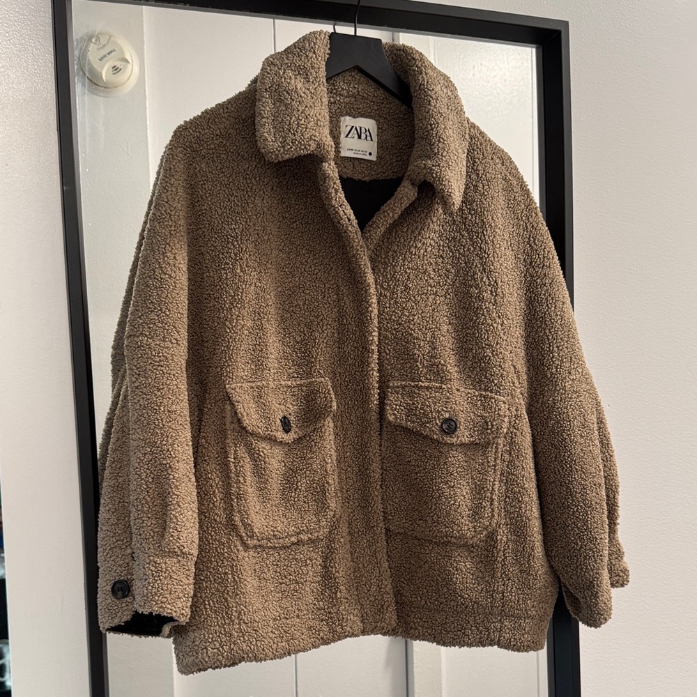 Zara Oversized Tan Sherpa Jacket